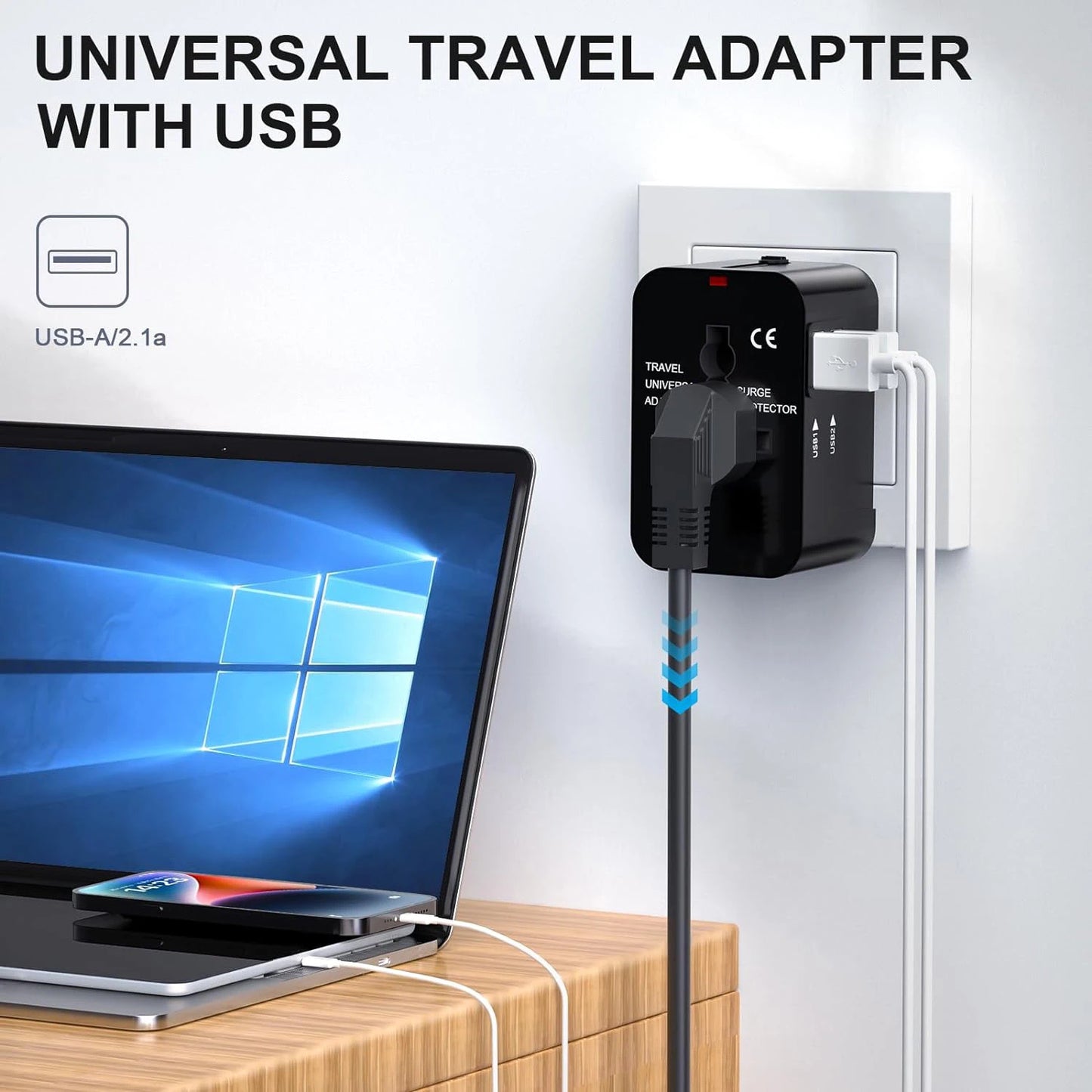 Universele Reisadapter – Dubbele USB Oplaadpoorten Wereldstekker