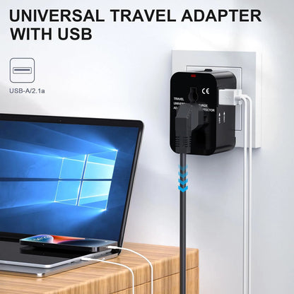 Universele Reisadapter – Dubbele USB Oplaadpoorten Wereldstekker