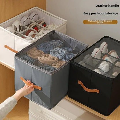 Opvouwbare Schoen Opberg Organizer – Stoffen Opbergtas met Transparante Hoes & Handvatten