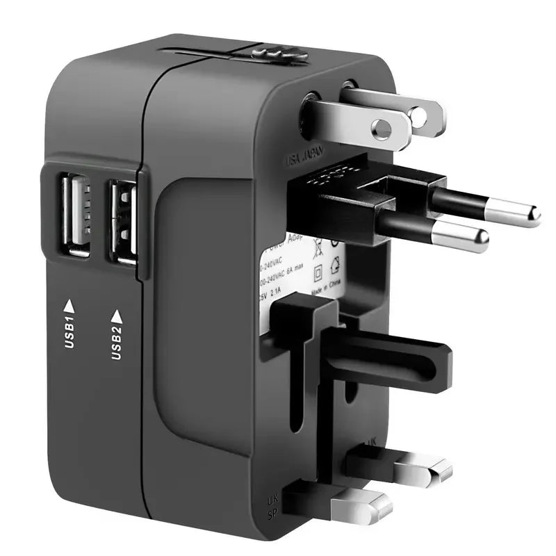 Universele Reisadapter – Dubbele USB Oplaadpoorten Wereldstekker