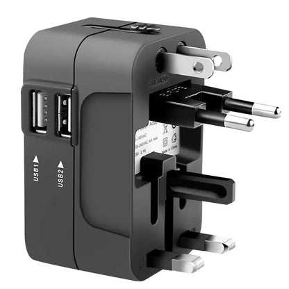 Universele Reisadapter – Dubbele USB Oplaadpoorten Wereldstekker