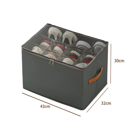Opvouwbare Schoen Opberg Organizer – Stoffen Opbergtas met Transparante Hoes & Handvatten
