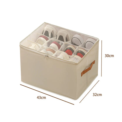Opvouwbare Schoen Opberg Organizer – Stoffen Opbergtas met Transparante Hoes & Handvatten