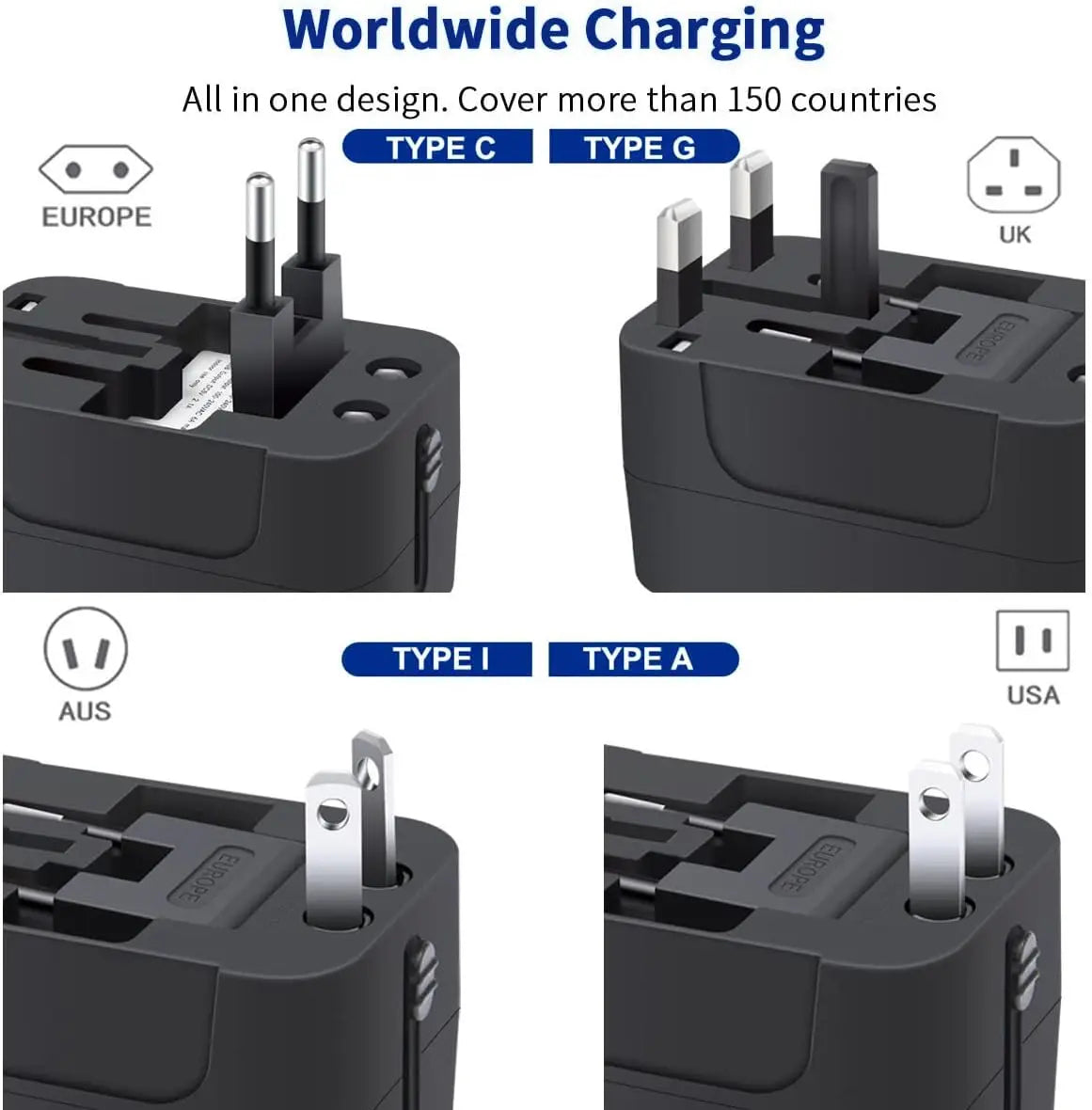 Universele Reisadapter – Dubbele USB Oplaadpoorten Wereldstekker