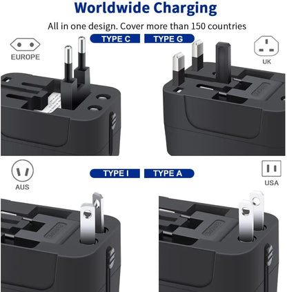 Universele Reisadapter – Dubbele USB Oplaadpoorten Wereldstekker