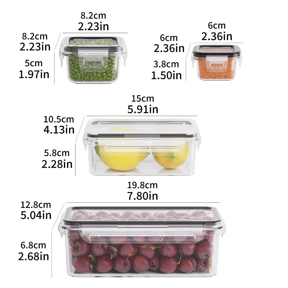 8-delige luchtdichte voedselbewaarcontainers – BPA-vrije afgesloten deksel keukenorganizer