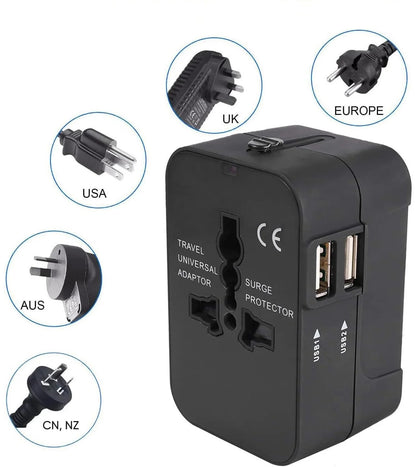 Universele Reisadapter – Dubbele USB Oplaadpoorten Wereldstekker