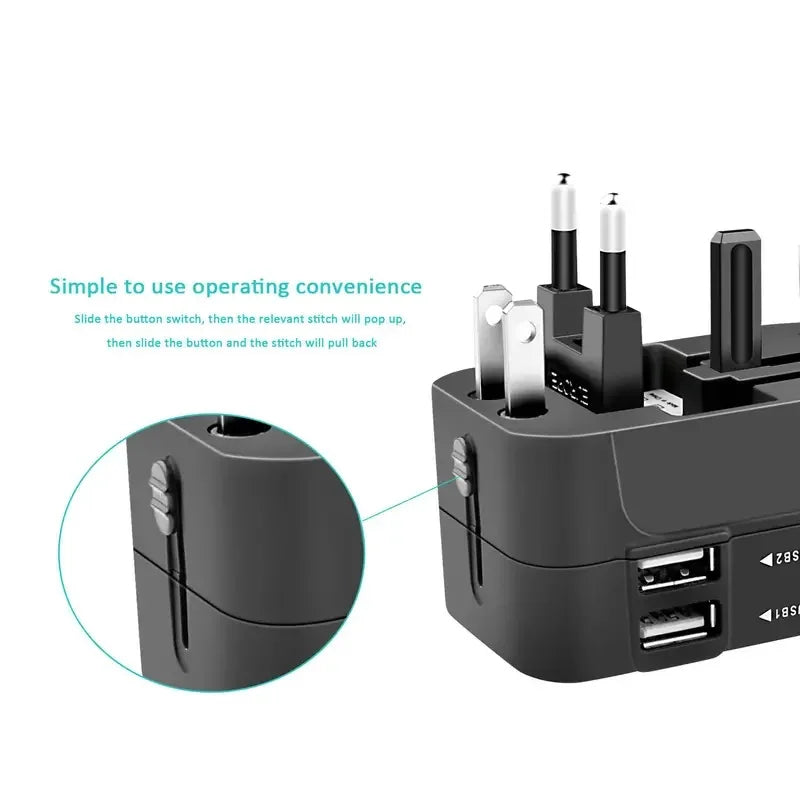 Universele Reisadapter – Dubbele USB Oplaadpoorten Wereldstekker