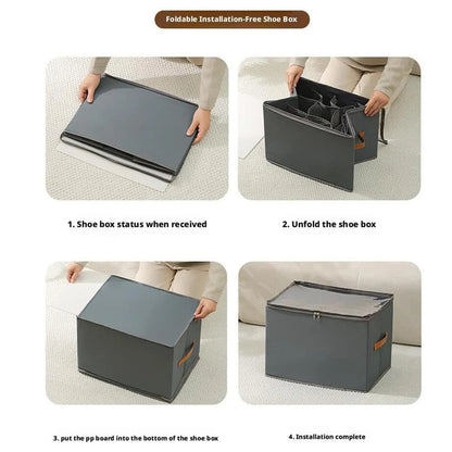 Opvouwbare Schoen Opberg Organizer – Stoffen Opbergtas met Transparante Hoes & Handvatten