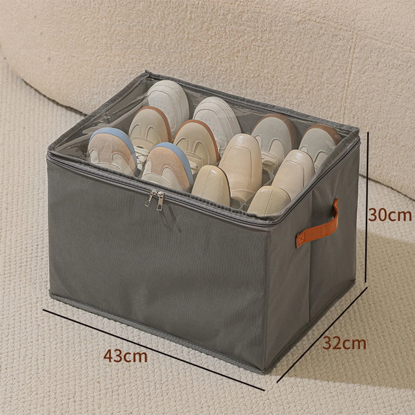 Opvouwbare Schoen Opberg Organizer – Stoffen Opbergtas met Transparante Hoes & Handvatten