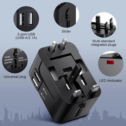 Universele Reisadapter – Dubbele USB Oplaadpoorten Wereldstekker