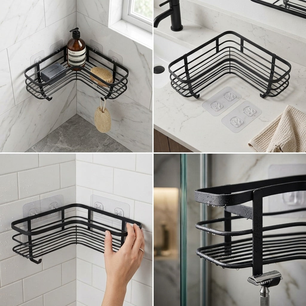 Metaltex Shower Rack 25x25x13 cm Black/Metal