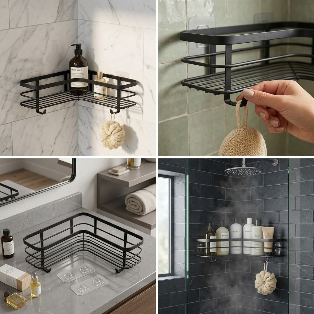 Metaltex Shower Rack 25x25x13 cm Black/Metal