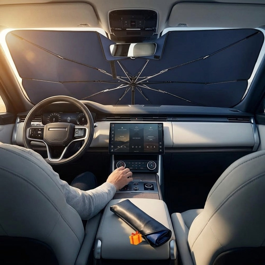 Car Sunshade Windshield Umbrella with 360°Rotation Bendable Handle