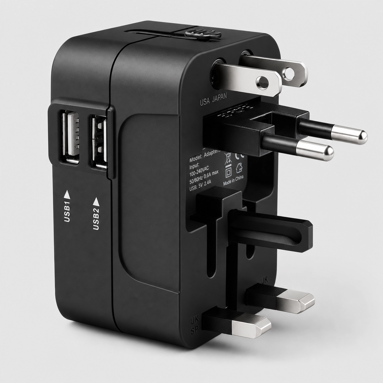 Universele Reisadapter – Dubbele USB Oplaadpoorten Wereldstekker