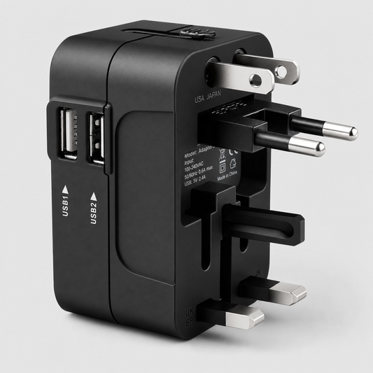 Universele Reisadapter – Dubbele USB Oplaadpoorten Wereldstekker
